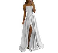 xxxiticat Damen Elegant Lange Ballkleider Satin A-Linie Hochzeitskleid Abendkleider Sexy Neckholder Spaghetti Brautkleid Kleider Lang Prinzessin Brautjungfer Kleid