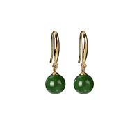 XYFCJK S925 Jaspis-Jade-Kugel-Ohrringe Für Damen - Chinesische Retro-Ethno-Ohrringe, Hypoallergener Antiker Schmuck, Muttertags-Geburtstags-Mode-Zierliches Geschenk, Grün, 2,5 cm