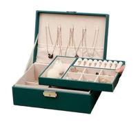 XYGQYJ Schmuckkästchen Doppelschichtige Schmuckschatulle Aus Leder Mit Schloss, Aufbewahrungsbox For Schmuck, Ohrringe, Halsketten, Armbänder, Aufbewahrungsbox Schmuckbox(Green)
