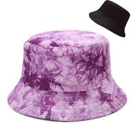XYIYI Tie Dye Lila Reversibel Fischerhüte Anglerhut Sonnenhut Für Damen Mädchen