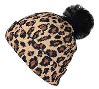 XYIYI Winter Cheetah Strickmütze Leopard Slouch Beanie Mütze mit Pom Pom fur Damen