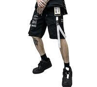 XYXIONGMAO Herren Sweatpants Shorts Funktionelle Jogger Slacks Hip Hop Streetwear Techwear Overalls Cargo Tactical Pants, schwarz, Mittel