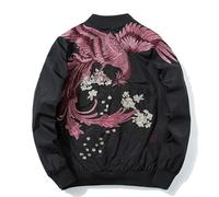 XYXIONGMAO Phoenix taktische Bomberjacke mit Handstickerei, japanischer Hip-Hop, Streetwear, Windbreaker, schwarz, Fliegerjacke, Rot/Ausflug, einfarbig (Getaway Solids), X-Large