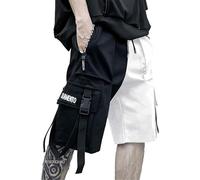 XYXIONGMAO Techwear Herren-Jogginghose, Schwarz, Hip-Hop-Cargo-Shorts, Streetwear, Sweatpants, Cargohose für Herren, schwarz/weiß, Klein