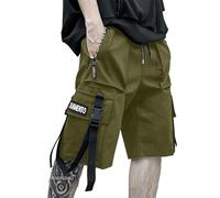 XYXIONGMAO Techwear Herren-Jogginghose, Schwarz, Hip-Hop-Cargo-Shorts, Streetwear, Sweatpants, Cargohose für Herren, Grün , XX-Large