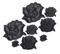 XZEIT 8 Stück schwarz rosen-applikationen, Rose Bügelflicken, Schwarze Rose Stoffflicken Rosenblume Reparaturflicken 4 Größen zum Aufbügeln oder Aufnähen für Jacken, Jeans,Kleidung,Hüte,Schuhe, Tasche