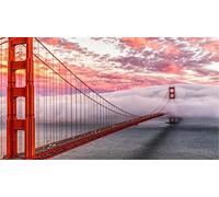 XZHYMJ 5D DIY Diamantmalerei nach Zahlen Kits Golden Gate Bridge in San Francisco Vollbohrerei Stickerei Kreuzstichmalerei für Wohnkultur 50x40cm