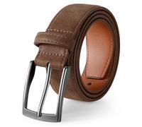 XZQTIVE Herrengürtel Echtleder, Premium Wildledergürtel mit Zinkschnalle, Klassischer Gürtel für Anzug und Jeans in Schwarz/Braun, 3,5 cm /1.4'' Breit