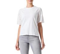 Y.A.S Damen YASLEX SS TOP W. EMB Sleeves S. NOOS Kurzarmbluse, Star White, Large