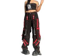 Y2k Damen-Hose, Gothic, Punk, Emo, Baggy, Glockenhose, Y2k, weites Bein, Harajuku, Grunge-Hose, Hip-Hop-Kleidung, Schwarz-g, M