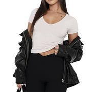 Y2k Damen-T-Shirt mit Vintage-Grafikdruck, ästhetisches Feen-Grunge-Design, schmales Crop-Top, Harajuku, Gothic, kurzärmelig, Sommer-T-Shirt, E1 - Nude, M