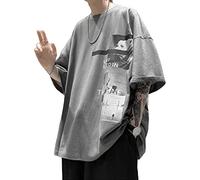 Y2K T-Shirts für Herren und Damen, Vintage-T-Shirts, Grunge, Emo, Alt, Übergröße, Streetwear, Gothic, Techwear, Cyberpunk 2000er, Baggy, Unisex, Grau dunkel, L