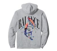 Y2K Vintage Graffiti Nishikigoi Fisch Backprint Koi Karpfen Pullover Hoodie, Unisex für Erwachsene, Grau Meliert, L