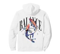 Y2K Vintage Graffiti Nishikigoi Fisch Backprint Koi Karpfen Pullover Hoodie, Unisex für Erwachsene, Weiß, XL