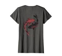 Y2K Vintage Graffiti Nishikigoi Fisch Backprint Koi Karpfen T-Shirt, Damen, Anthrazit, 3XL