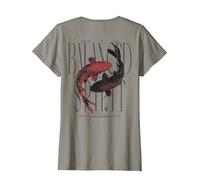 Y2K Vintage Graffiti Nishikigoi Fisch Backprint Koi Karpfen T-Shirt, Damen, Schiefergrau, S