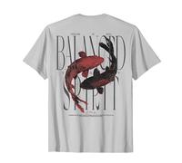 Y2K Vintage Graffiti Nishikigoi Fisch Backprint Koi Karpfen T-Shirt, Herren, Silber, 3XL