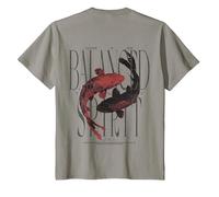 Y2K Vintage Graffiti Nishikigoi Fisch Backprint Koi Karpfen T-Shirt, Kinder, Schiefergrau, 116