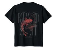 Y2K Vintage Graffiti Nishikigoi Fisch Backprint Koi Karpfen T-Shirt, Kinder, Schwarz, 116