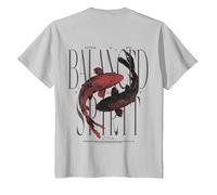 Y2K Vintage Graffiti Nishikigoi Fisch Backprint Koi Karpfen T-Shirt, Kinder, Silber, 116