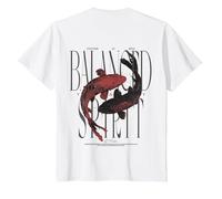 Y2K Vintage Graffiti Nishikigoi Fisch Backprint Koi Karpfen T-Shirt, Kinder, Weiß, 92