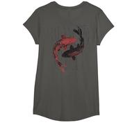 Y2K Vintage Graffiti Nishikigoi Fisch Backprint Koi Karpfen T-Shirt, Mädchen, Anthrazit, S