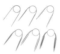 YAANBUNB 6 Stück Rundstricknadeln Set 40cm Stricknadeln Set Lang Knitting Needles Stricknadel mit Seil 2/3,5/4/5/6/9mm Edelstahl Häkeln Metall Garnnadeln Austauschbar Nadelspiel für Socken Mützen