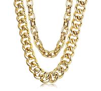 YADOCA 2 Stück Gold Halskette für Männer - Big Chunky Hip Hop Schmuck 80er 90er Punk Stil Personalisierte Goldkette Modeschmuck
