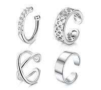YADOCA 4 Stück 925 Sterling Silber Ear Cuff für Damen Mädchen Ohrmanschette Ohrringe Earcuffs Helix Knorpel Clip auf Wickelohrring Ohrclips Ohne OhrlöCher Fakepircings Ohr Cuffs Ohrklemme