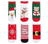 Yafane 6 Paar Unisex Baby Weihnachtssocken Kinder Weihnachten Socke Weihnachtsstrümpfe Christmas Socks Baumwolle Socken Wollesocken Super Warm für Mädchen Jungen 7-10 Jahre