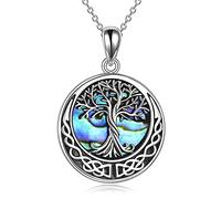 YAFEINI Baum des Lebens Halskette S925 Sterling Silber Kristall Anhänger mit Keltischem Knoten - Schmuck für Frauen Geschenke