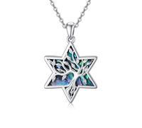 YAFEINI Baum des Lebens Kette 925 Sterling Silber Davidstern Anhänger Halskette Baum des Lebens Schmuck Geschenke für Damen