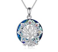YAFEINI Baum des Lebens Kette für Damen 925 Sterling Silber Chakra Lotus Anhänger Halskette Kristall Baum Schmuck Geschenk (Chakra Lotus)