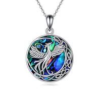 YAFEINI Celtic Phoenix Schmuck Geschenke Sterling Silber Moon Phoenix Halskette Abalone Shell Nirvana of Phoenix Anhänger für Damen Mädchen Schmuck