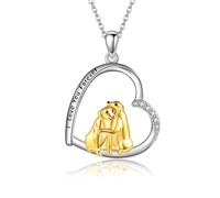 YAFEINI Golden Retriever Geschenke Silber 925 Hund Anhänger Halskette Golden Retriever Schmuck Damen Labradorliebhaber