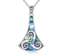 YAFEINI Keltische Knoten Halskette für Damen 925 Sterlingsilber Triskele Anhänger Triskelion Mondstein Schmuck Geschenke für Frauen (Keltische Halskette)