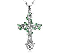 YAFEINI Kreuz Halskette 925 Sterling Silber Keltischer Knoten Baum des Lebens Kreuz Halskette Anhänger Geschenke für Frauen Männer