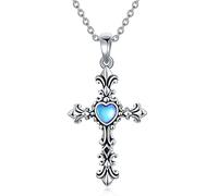 YAFEINI Kreuz Halskette Sterling Silber Stammbaum des Lebens Religiöses Kreuz Anhänger Halskette Schmuck Geschenke für Damen Mutter Tochter Familienmitglied