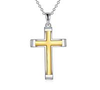 YAFEINI Kreuz Halskette Sterling Silber Stammbaum des Lebens Religiöses Kreuz Anhänger Halskette Schmuck Geschenke für Damen Mutter Tochter Familienmitglied (Zweifarbige Kreuz kette)