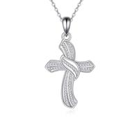 YAFEINI Kreuz Kette Sterling Silber Stammbaum des Lebens Religiöses Christlich Kreuz Anhänger Halskette Taufe Schmuck Geschenke für Damen