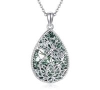 YAFEINI Moosachat Kette Sterling Silber Libelle Lotus Anhänger Halskette Edelstein Schmuck Geschenk für Damen Frauen