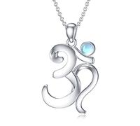 YAFEINI Om Kette für Damen Silber 925 Yoga Mondstein Halskette Spirituelle Schmuck für Muttertag Geburtstagsgeschenk für Sie Mutter Frau Freundin (Om Halskette)
