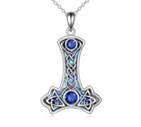 YAFEINI Thor Hammer Halskette 925 Sterling Silber Keltischer Mjölnir Anhänger Kette Nordic Wikinger Schmuck Geschenke für Frauen Herren (Thor Hammer Kette)