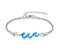 YAFEINI Wellen Armband 925 Sterling Silber Wellen Armband Ozean Opal Schmuck Strandgeschenke Für Frauen