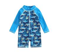 YAGATA Baby Badeanzug Junge Kleinkind EIN Stück Rash Guard Badeanzug Kurze Ärmel Reißverschluss Kleinkind Sommer Strand Bademode 0-3 Jahre Marineblauer Hai 1-2 Janre