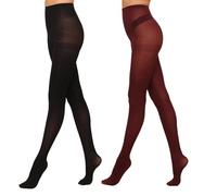 YAGAXI 2 Paar Halb Blickdicht Bauchweg Strumpfhosen für Damen,40Den Shape Seiden Fein Strumpfhosen Damen Reißfest,Strumpfhose Ohne Naht Unkaputtbar Für Frauen(red-s)