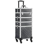 Yaheetech 4-in-1 Kosmetikkoffer, Trolley Schminkkoffer, Großer Make up Koffer, Abschließbar Multikoffer Friseurkoffer Beauty Case mit Rollen und Schublade, Glitzer Schwarz