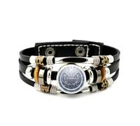 YAIEWNE Lederarmband Für Herren, Armband Mit Fisch-Motiv, Verstellbar, Aus Geflochtenem Leder, Handgefertigt, Mit Ethnischem Musikmotiv, Freundschaftsaccessoire, Geburtstags- Oder