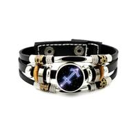 YAIEWNE Lederarmband Für Herren, Armband Mit Schütze-Pfeilplanet-Motiv, Verstellbar, Aus Geflochtenem Leder, Handgefertigtes Armband Im Ethno-Stil, Freundschaftsaccessoire, Geburtstags- Oder