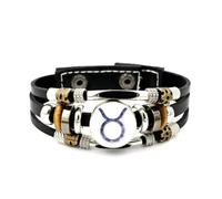 YAIEWNE Lederarmband Für Herren, Armband Mit Stier-Motiv, Verstellbar, Aus Geflochtenem Leder, Handgefertigt, Ethnisch Inspiriert, Freundschaftsaccessoire, Geschenk Zum Geburtstag Oder Zu Weihnachten